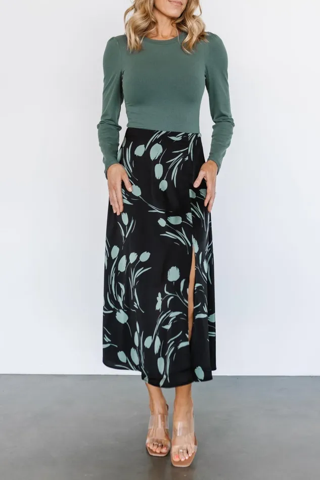 Tallyn Midi Skirt Black Green Women Baltic Born Skirts