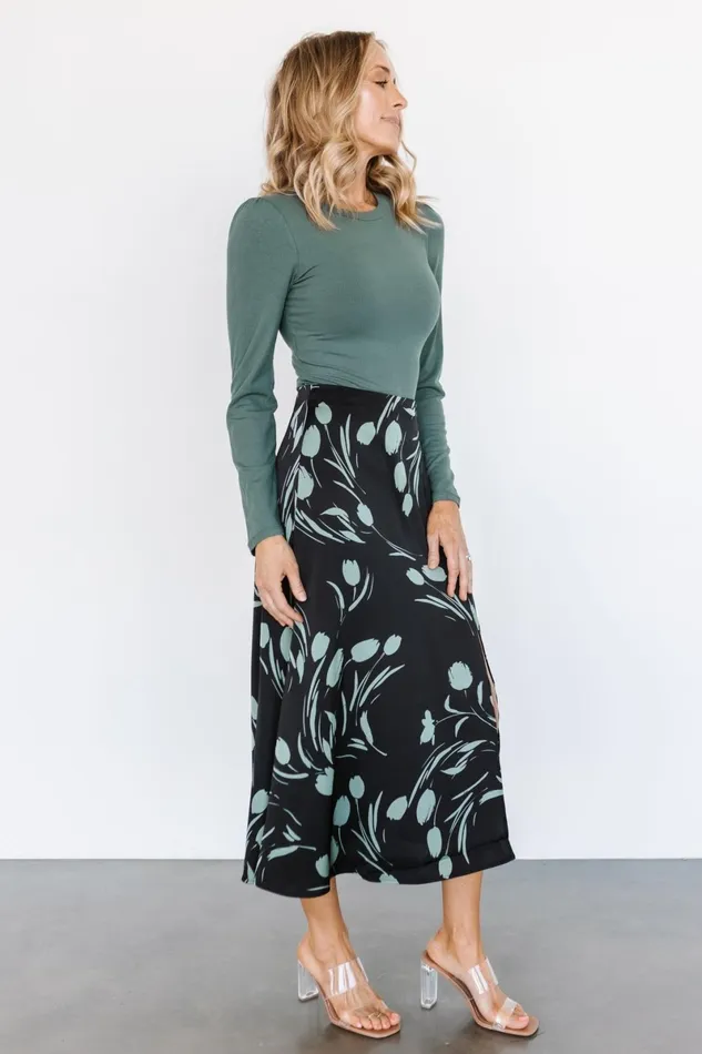 Tallyn Midi Skirt Black Green Women Baltic Born Skirts
