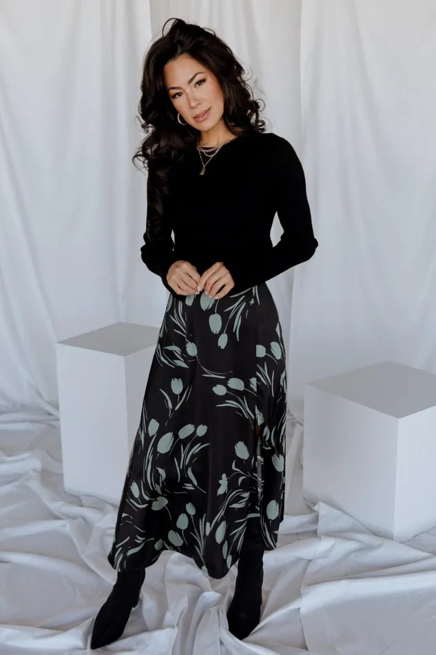 Tallyn Midi Skirt Black Green Women Baltic Born Skirts