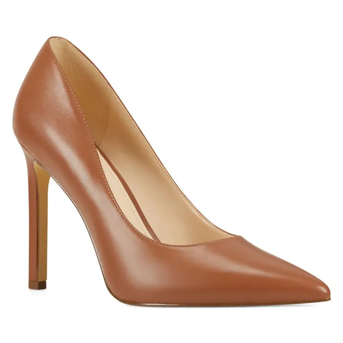 Tatiana Pointy Toe Pumps Light Brown Leather Women Nine West Pumps Tatiana Pointy Toe Pumps Light Brown Leather Women Nine West Pumps