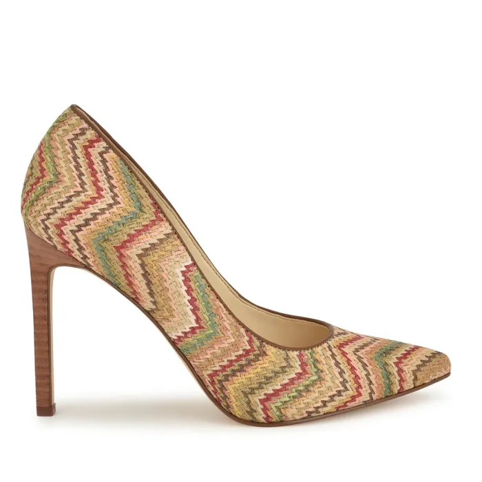 Tatiana Pointy Toe Pumps Natural Multi Raffia Women Nine West Pumps
