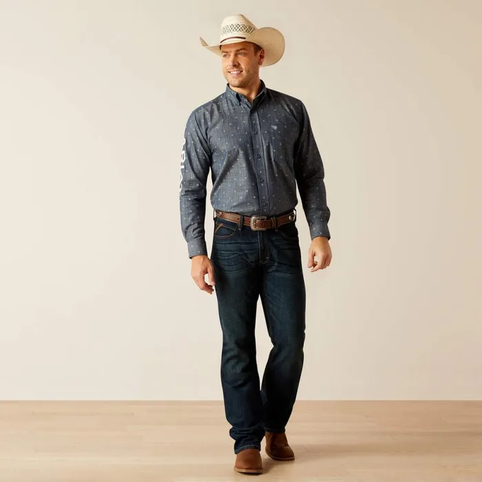 Team Everett Classic Fit Shirt Blue Chambray Men Ariat Button Down Shirts Team Everett Classic Fit Shirt Blue Chambray Men Ariat Button Down Shirts