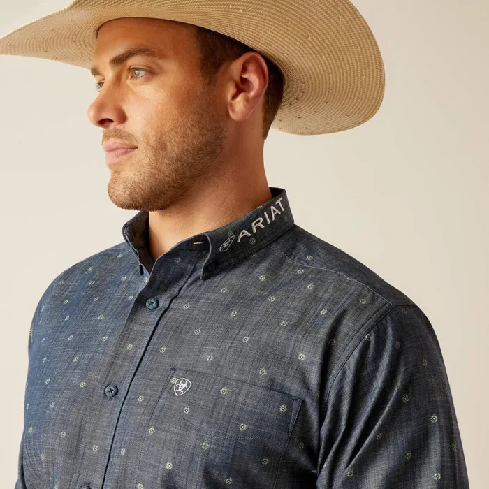 Team Everett Classic Fit Shirt Blue Chambray Men Ariat Button Down Shirts Team Everett Classic Fit Shirt Blue Chambray Men Ariat Button Down Shirts