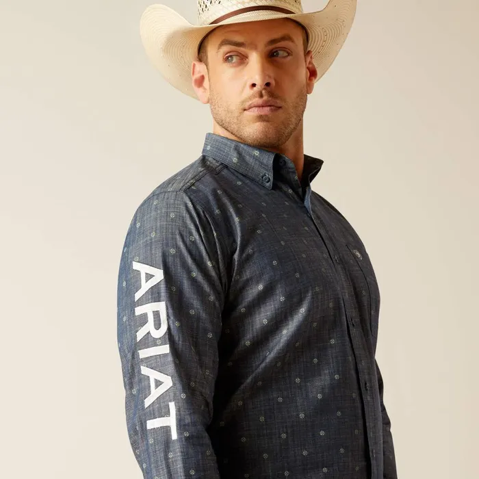 Team Everett Classic Fit Shirt Blue Chambray Men Ariat Button Down Shirts Team Everett Classic Fit Shirt Blue Chambray Men Ariat Button Down Shirts