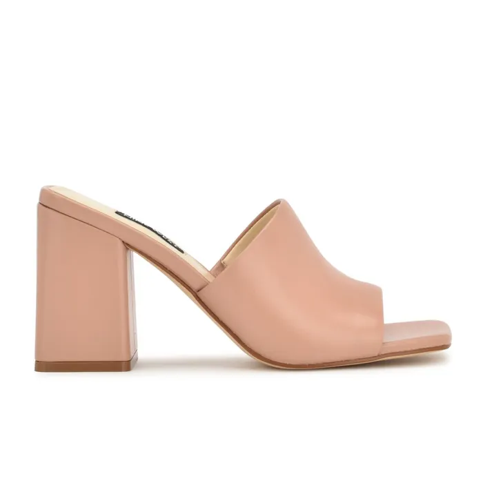 Teice Heeled Slide Sandals Nude Women Nine West Mid Heels