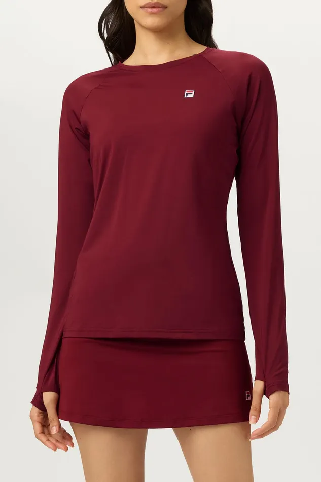 Tennis Women Fila Tennis Essentials Long Sleeve UV Blocker 600 Cabernet Tennis Women Fila Tennis Essentials Long Sleeve UV Blocker 600 Cabernet