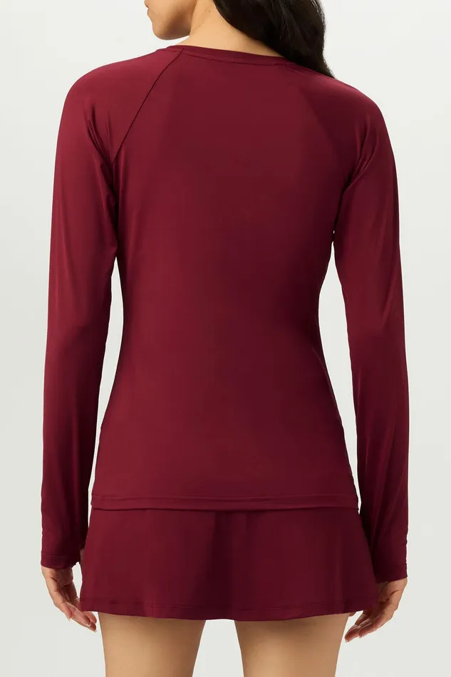 Tennis Women Fila Tennis Essentials Long Sleeve UV Blocker 600 Cabernet Tennis Women Fila Tennis Essentials Long Sleeve UV Blocker 600 Cabernet