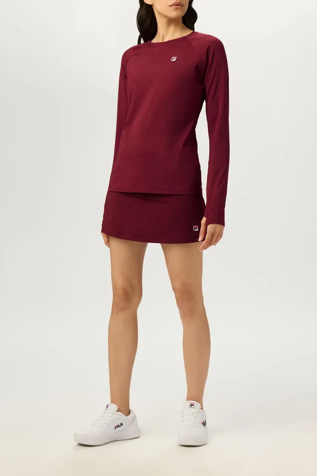Tennis Women Fila Tennis Essentials Long Sleeve UV Blocker 600 Cabernet Tennis Women Fila Tennis Essentials Long Sleeve UV Blocker 600 Cabernet