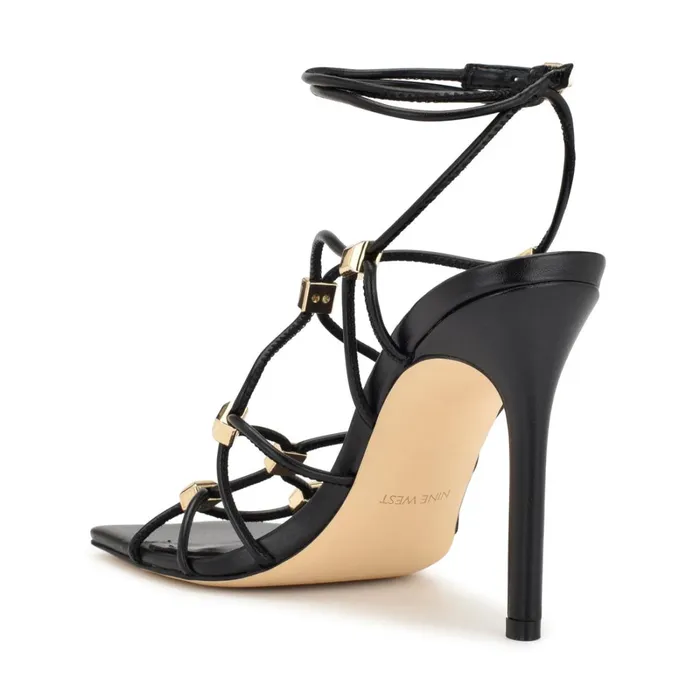 Tenor Ankle Wrap Heeled Sandals Black Women Nine West Dress Tenor Ankle Wrap Heeled Sandals Black Women Nine West Dress