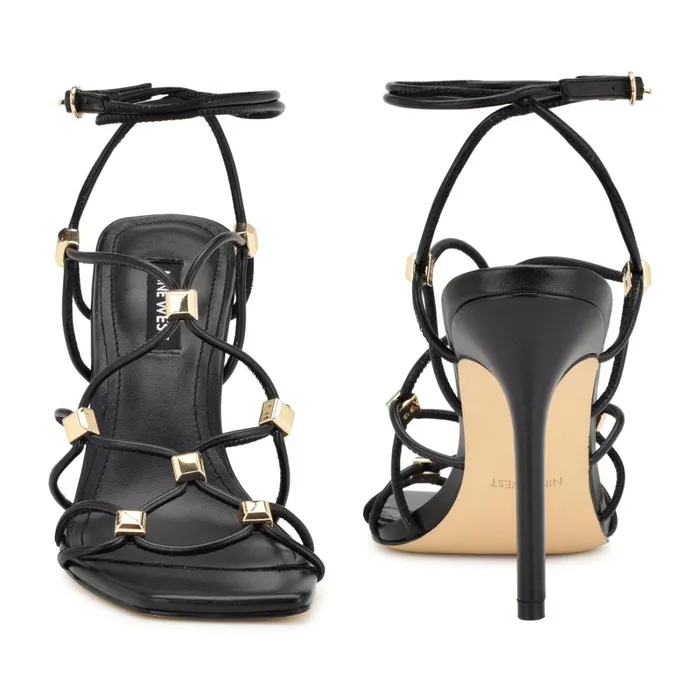 Tenor Ankle Wrap Heeled Sandals Black Women Nine West Dress Tenor Ankle Wrap Heeled Sandals Black Women Nine West Dress