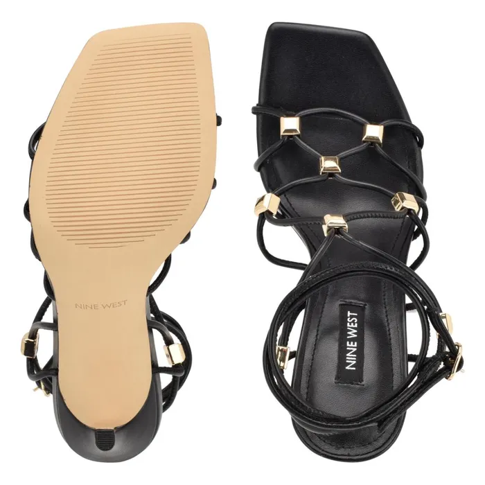 Tenor Ankle Wrap Heeled Sandals Black Women Nine West Dress Tenor Ankle Wrap Heeled Sandals Black Women Nine West Dress