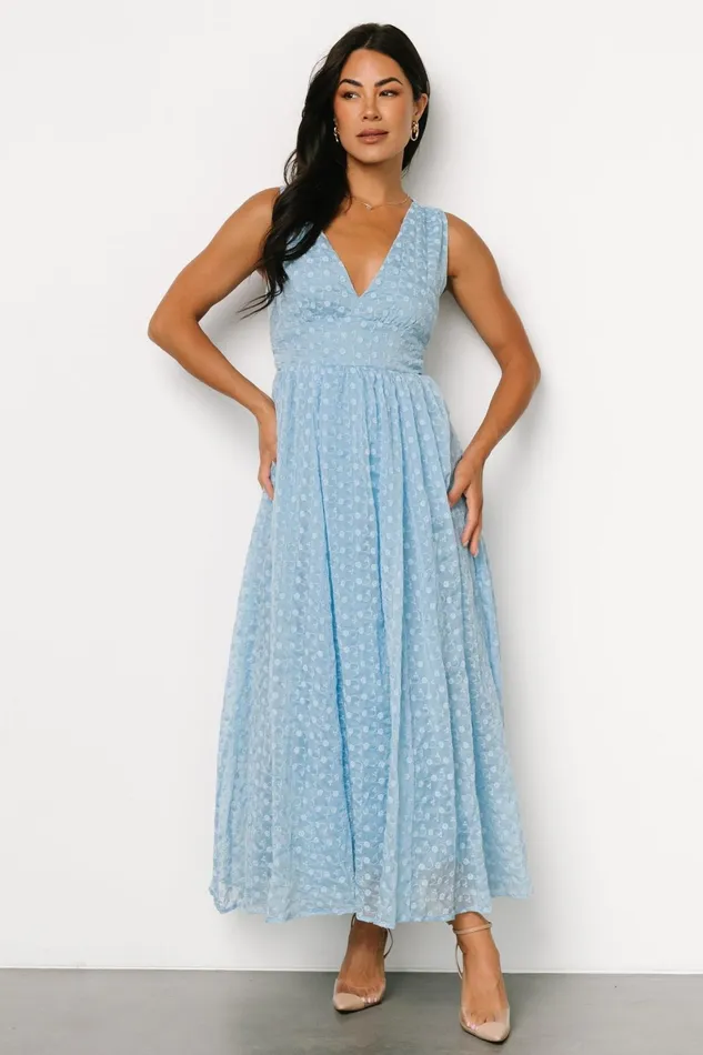 Thalia Embroidered Tank Midi Dress Blue Women Baltic Born Wedding Guest