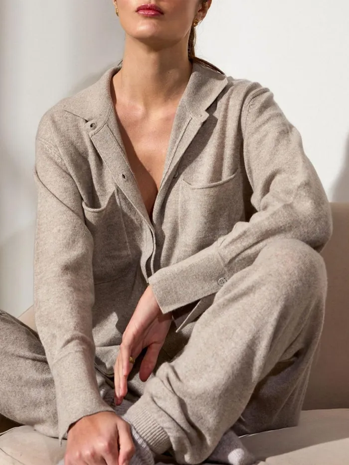 The Andre Luxe Cashmere Set Light Chia Melange Women Brochu Walker Loungewear