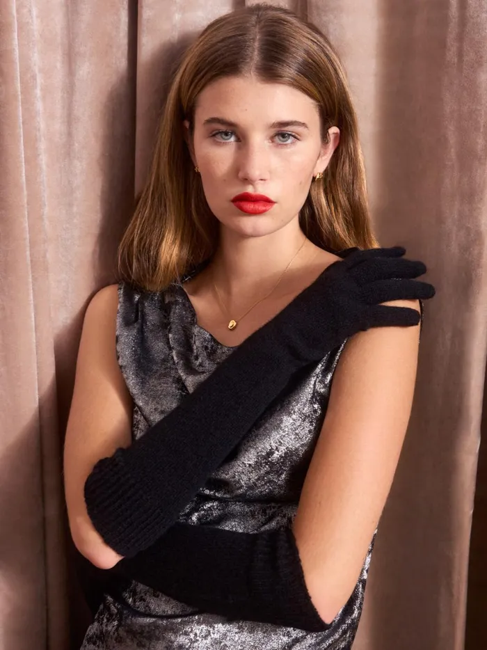 The Cashmere Gloves Black Onyx Women Brochu Walker 100 Cashmere