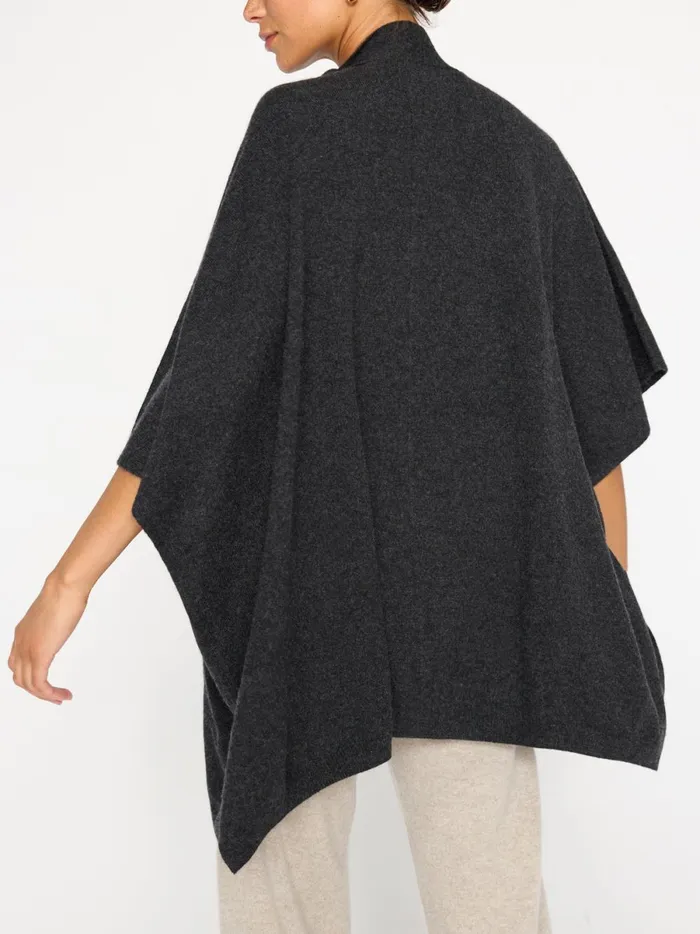 The Dalian Cashmere Poncho Dark Charcoal Melange Women Brochu Walker Sweaters