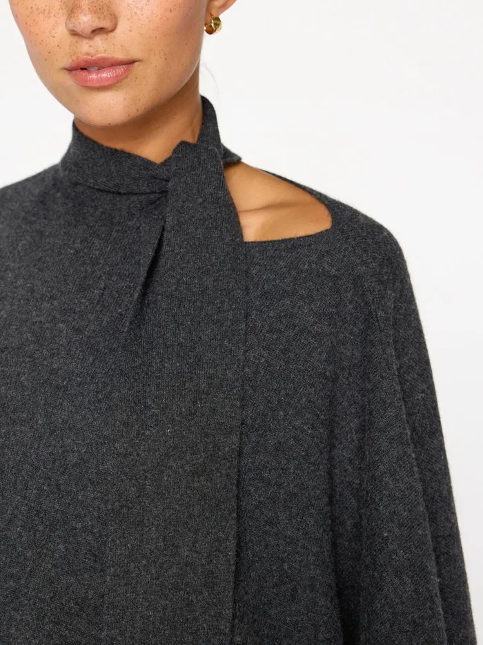 The Dalian Cashmere Poncho Dark Charcoal Melange Women Brochu Walker Sweaters