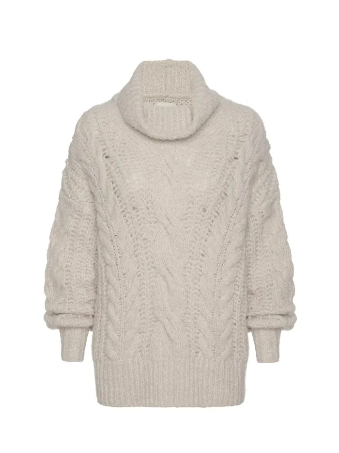 The Elden Cable Knit Sweater Oyster Blush Mlange Women Brochu Walker Sweaters