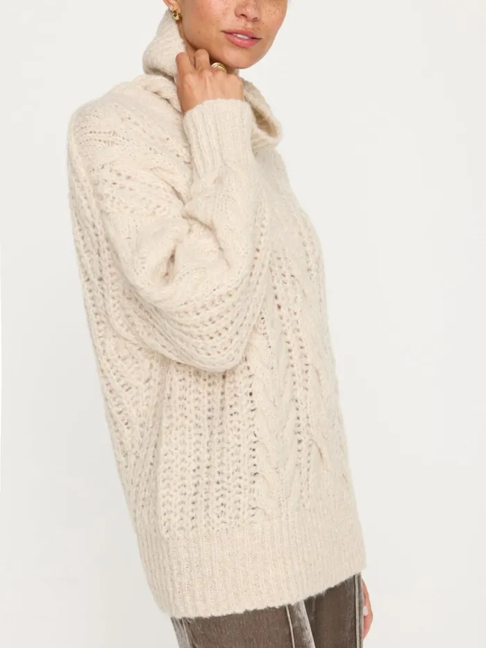 The Elden Cable Knit Sweater Oyster Blush Mlange Women Brochu Walker Sweaters