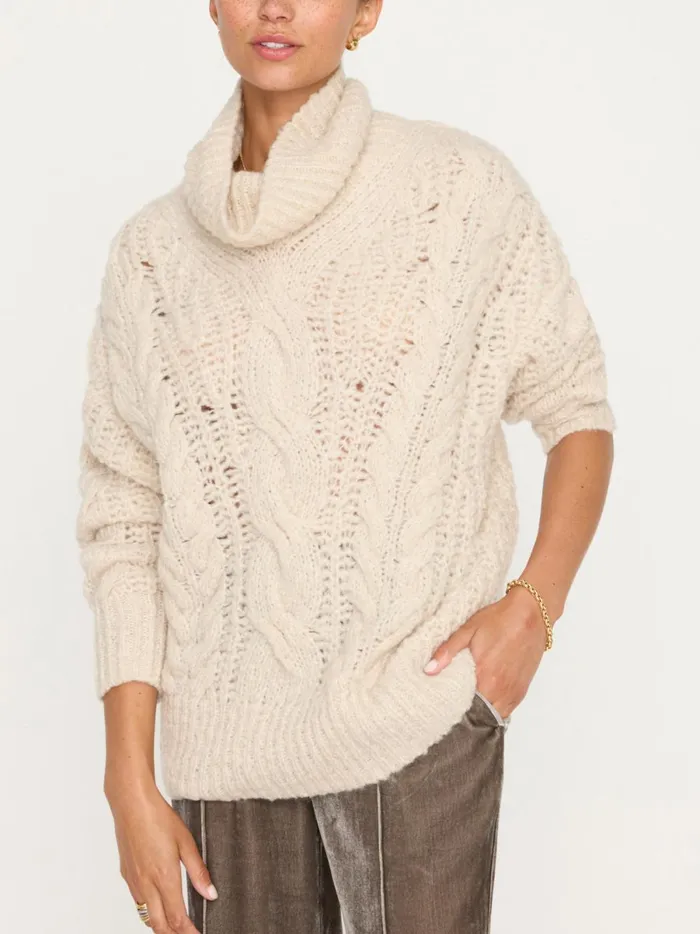 The Elden Cable Knit Sweater Oyster Blush Mlange Women Brochu Walker Sweaters