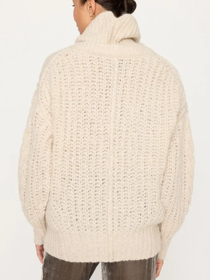 The Elden Cable Knit Sweater Oyster Blush Mlange Women Brochu Walker Sweaters