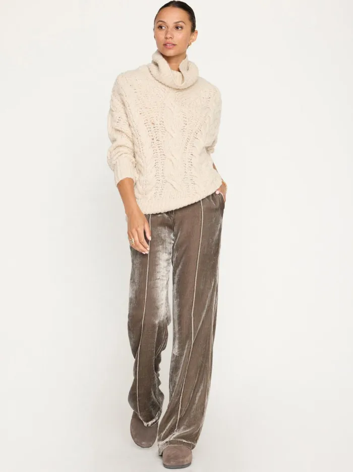 The Elden Cable Knit Sweater Oyster Blush Mlange Women Brochu Walker Sweaters