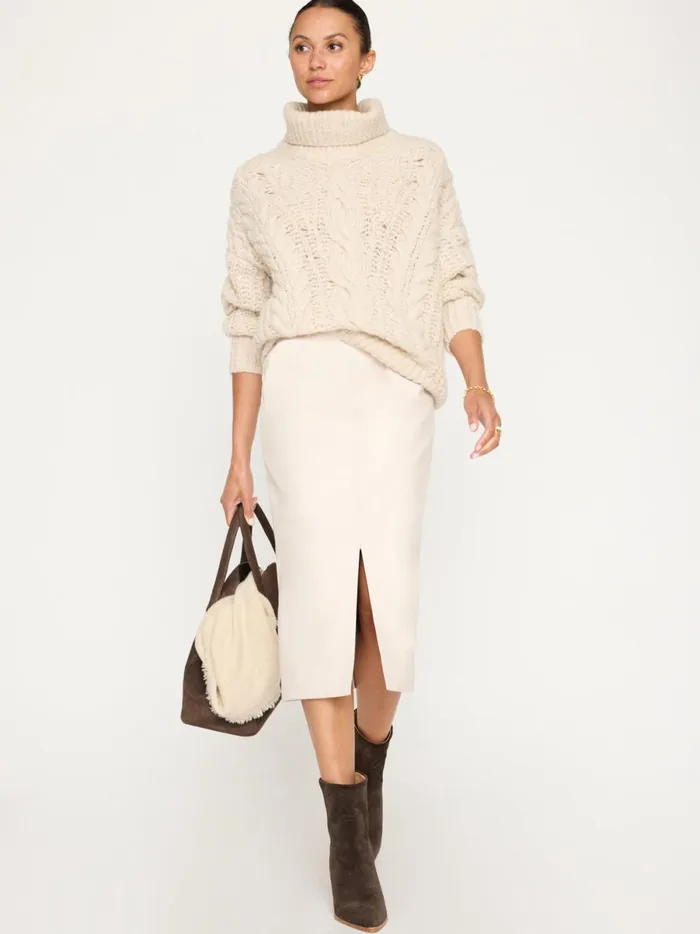 The Elden Cable Knit Sweater Oyster Blush Mlange Women Brochu Walker Sweaters