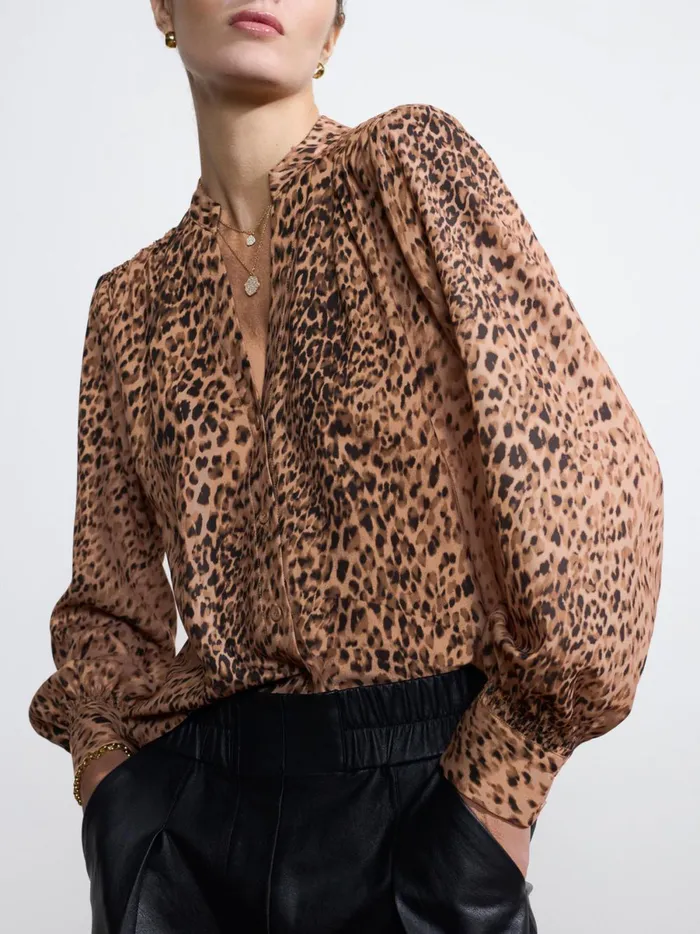 The Ember Printed Blouse Leopard Combo Women Brochu Walker Tops
