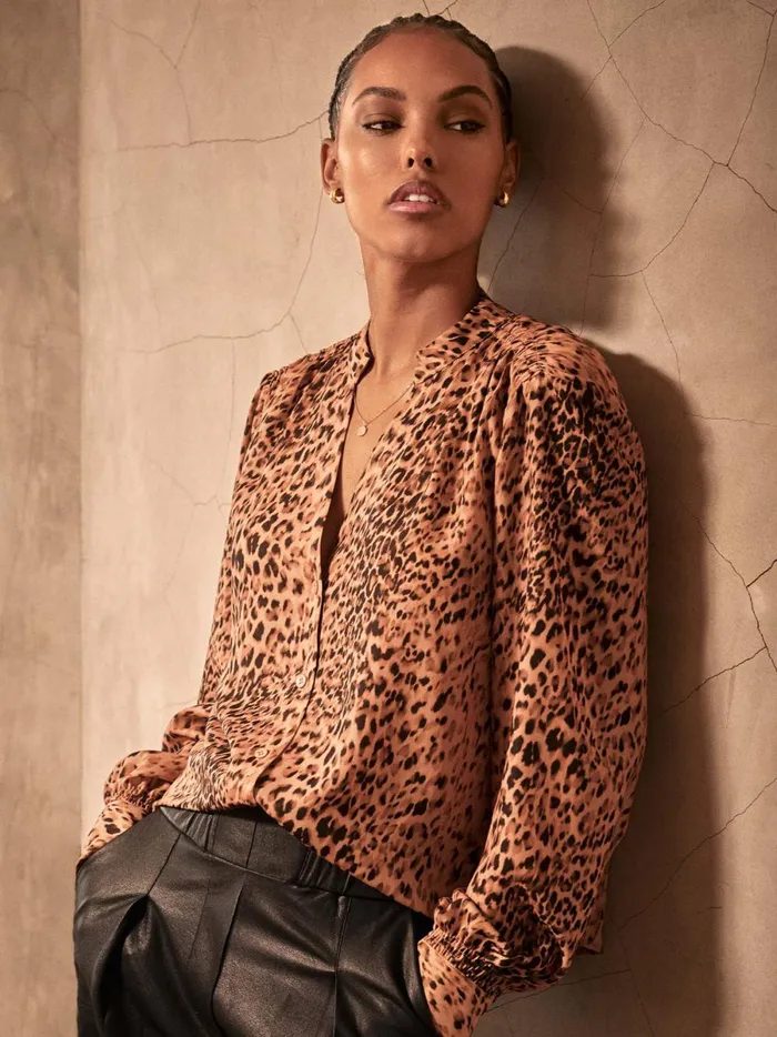 The Ember Printed Blouse Leopard Combo Women Brochu Walker Tops