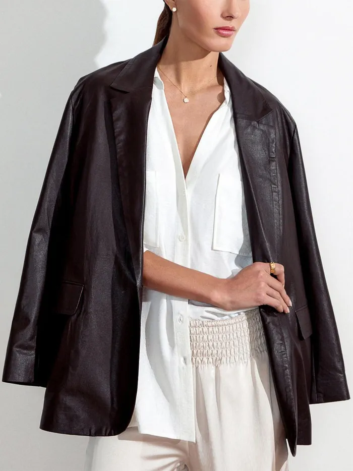 The Farley Vegan Leather Blazer Timber Women Brochu Walker Jackets and Wraps