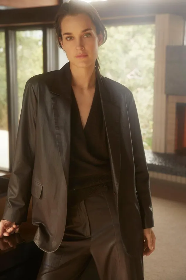 The Farley Vegan Leather Blazer Timber Women Brochu Walker Jackets and Wraps