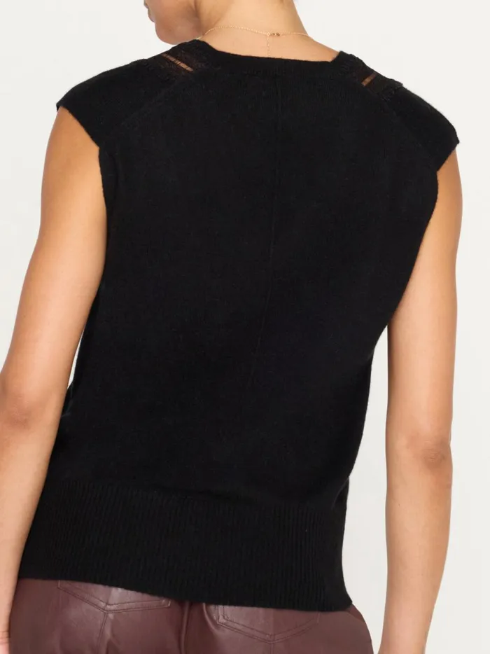 The Isla Lace V Neck Vest Black Onyx With Black Lace Women Brochu Walker Sweaters