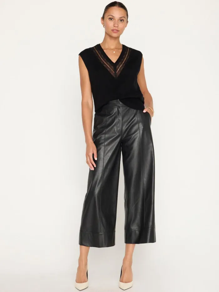 The Isla Lace V Neck Vest Black Onyx With Black Lace Women Brochu Walker Sweaters