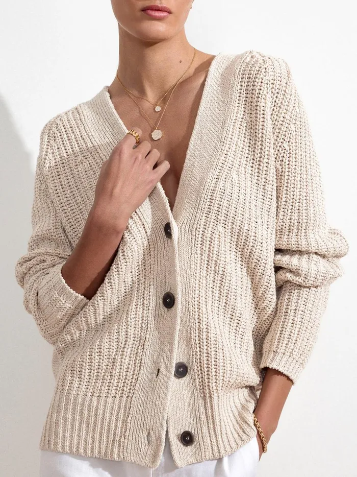 The Jen Cardigan Ecru Women Brochu Walker Sweaters