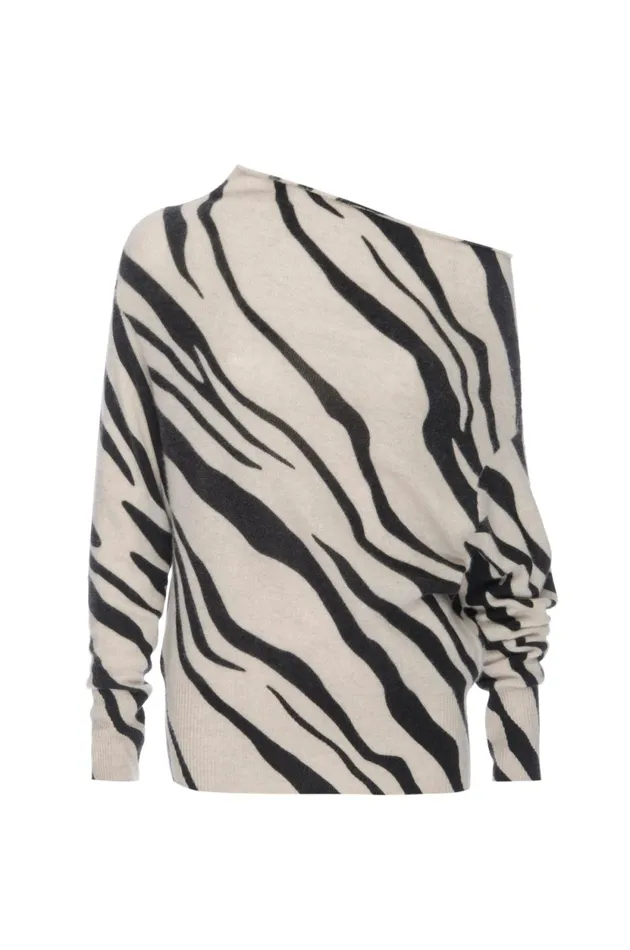 The Lori Printed Off Shoulder Zebra Print Women Brochu Walker Sweaters