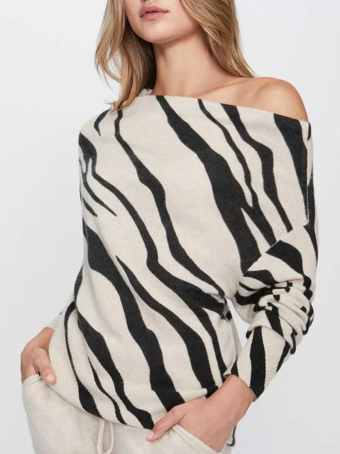The Lori Printed Off Shoulder Zebra Print Women Brochu Walker Sweaters