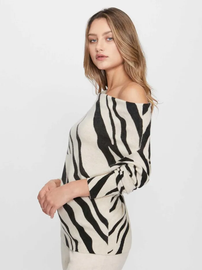 The Lori Printed Off Shoulder Zebra Print Women Brochu Walker Sweaters