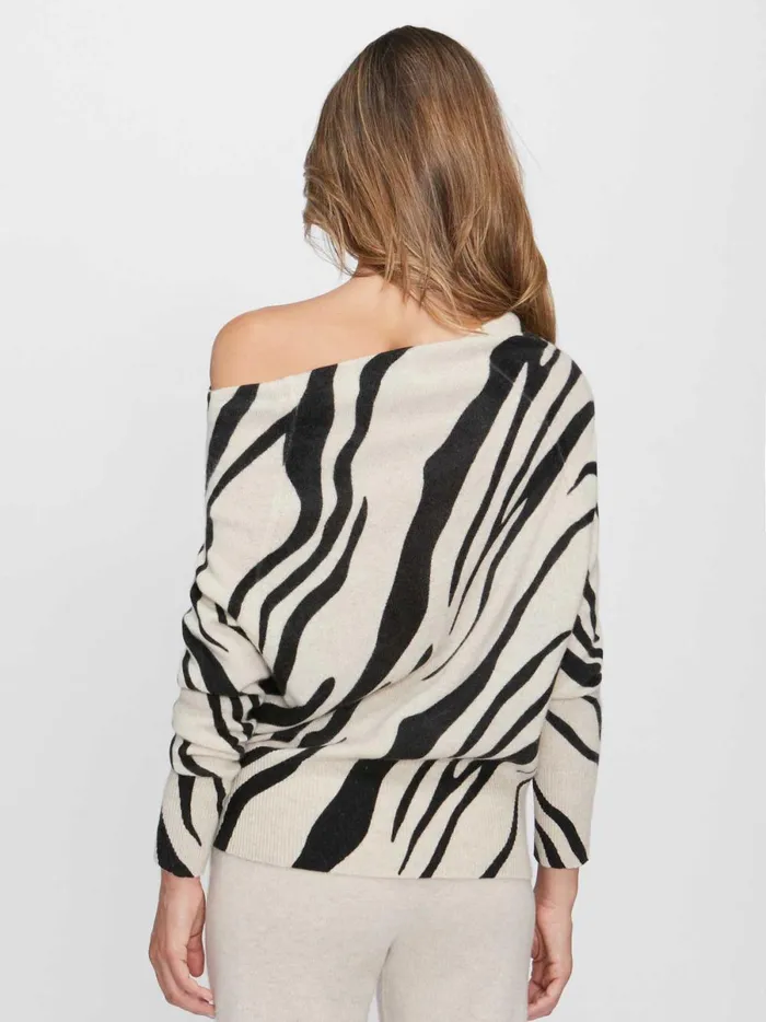 The Lori Printed Off Shoulder Zebra Print Women Brochu Walker Sweaters