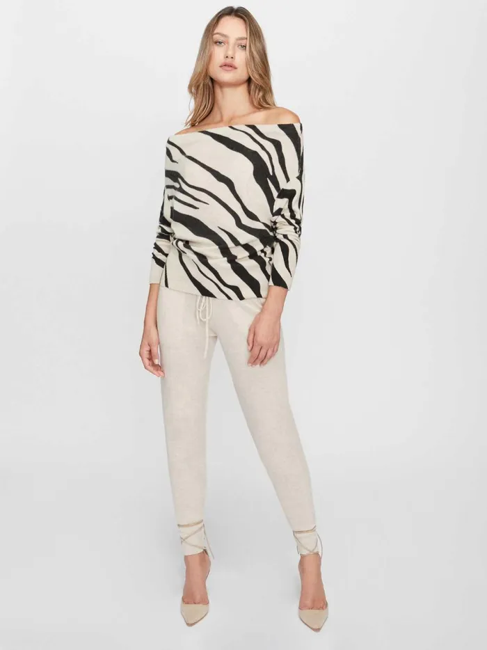 The Lori Printed Off Shoulder Zebra Print Women Brochu Walker Sweaters