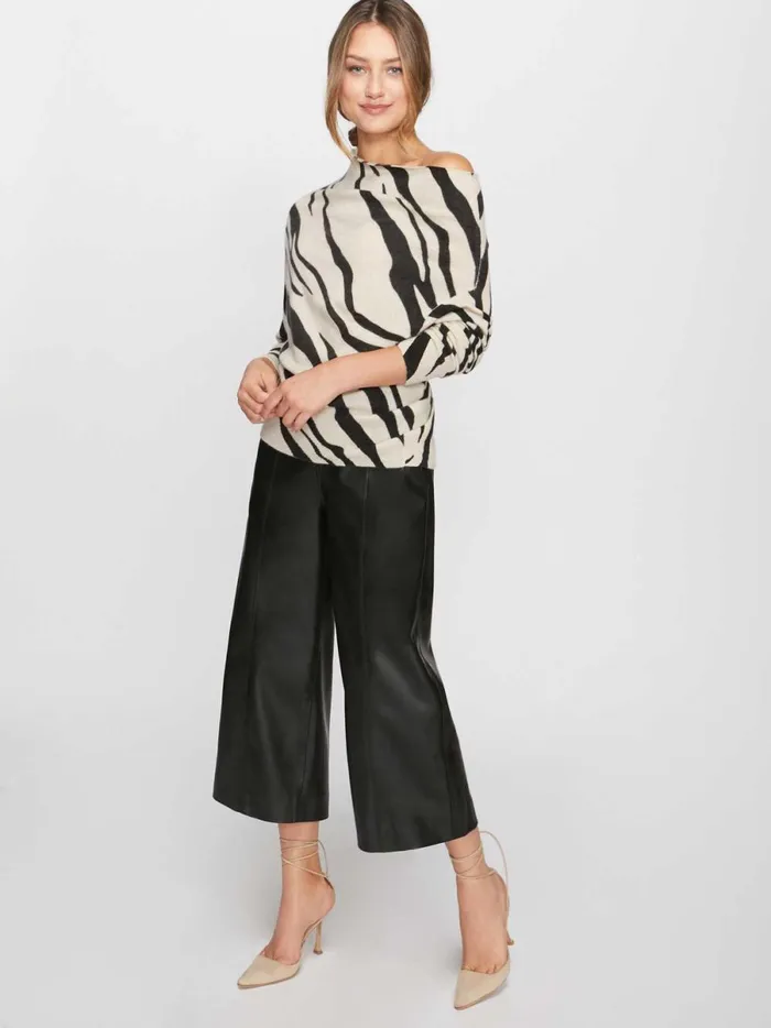 The Lori Printed Off Shoulder Zebra Print Women Brochu Walker Sweaters