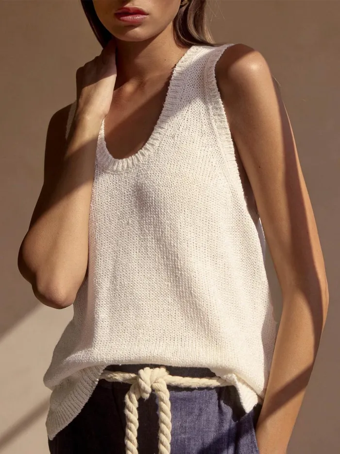The Ona Tank Ivory Metallic Women Brochu Walker Tops