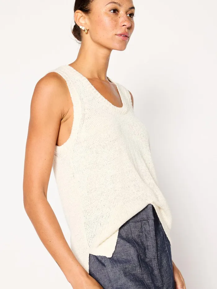 The Ona Tank Ivory Metallic Women Brochu Walker Tops