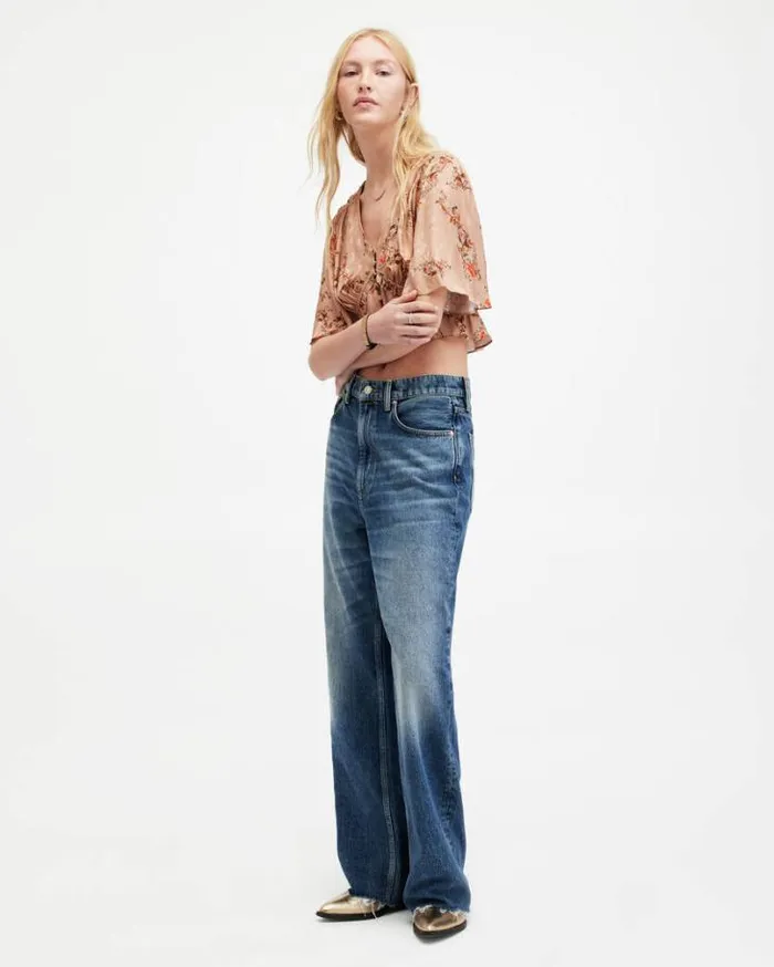 Tian Floral Print Oto Shirred Bust Top Almond Beige Women AllSaints Tops and Shirts Tian Floral Print Oto Shirred Bust Top Almond Beige Women AllSaints Tops and Shirts