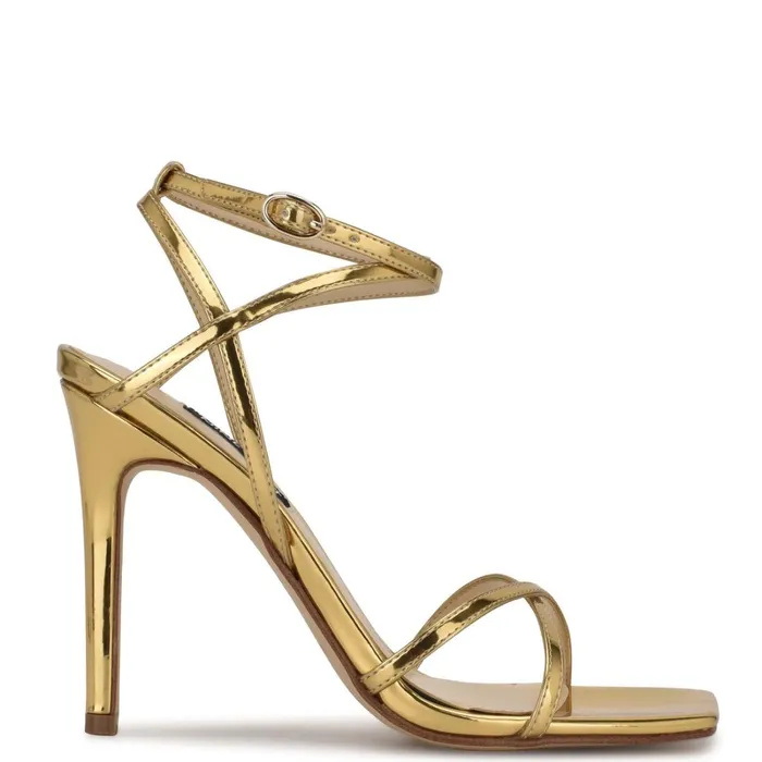 Tidle Ankle Strap Sandals Bronze Women Nine West High Heels