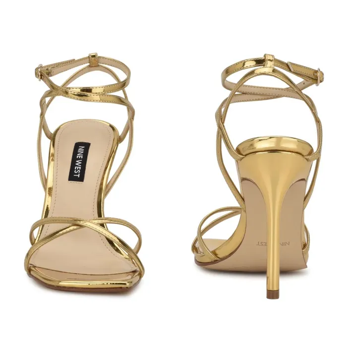 Tidle Ankle Strap Sandals Bronze Women Nine West High Heels Tidle Ankle Strap Sandals Bronze Women Nine West High Heels
