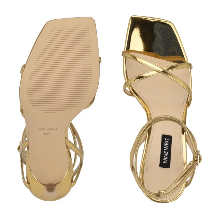 Tidle Ankle Strap Sandals Bronze Women Nine West High Heels Tidle Ankle Strap Sandals Bronze Women Nine West High Heels