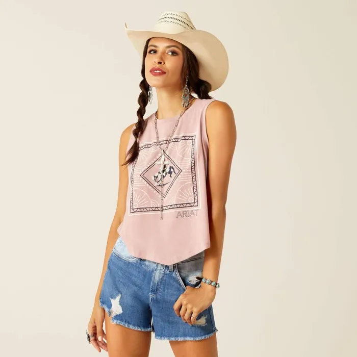 Tie Me Tank Woodrose Women Ariat TShirts and Tops