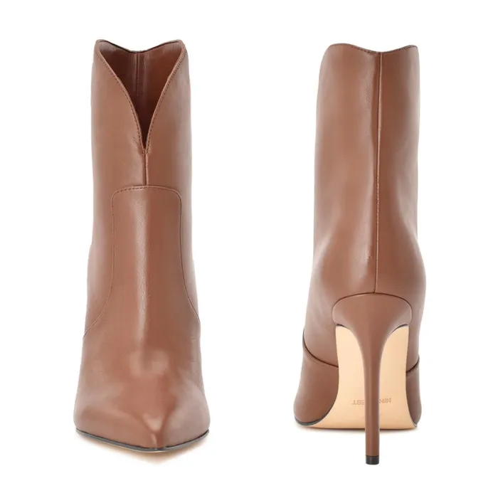 Tolate Dress Booties Brown Leather Women Nine West Boots and Booties Tolate Dress Booties Brown Leather Women Nine West Boots and Booties