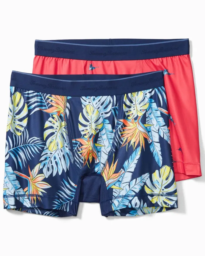 Tommy Bahama Aloha Print Tech Boxer Briefs 8211 2Pack Clarete MenBig and Tall Loungewear and Pajamas