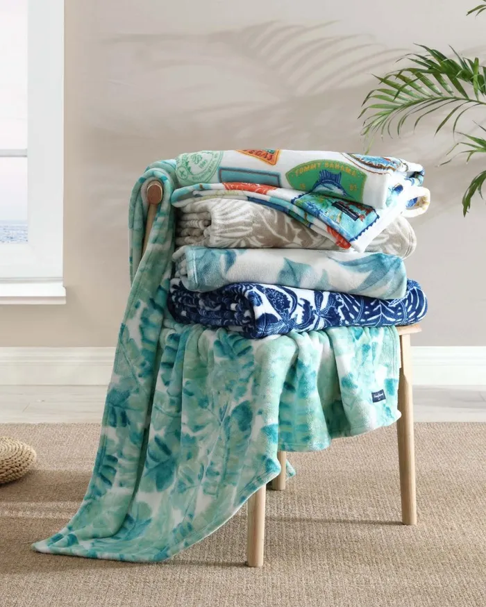 Tommy Bahama Bahama Express Reversible Fleece Throw Multicolor Beach and Home Bedding Tommy Bahama Bahama Express Reversible Fleece Throw Multicolor Beach and Home Bedding
