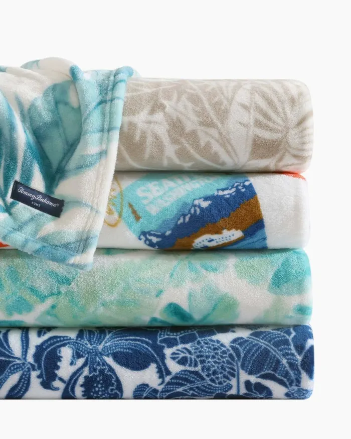 Tommy Bahama Bahama Express Reversible Fleece Throw Multicolor Beach and Home Bedding Tommy Bahama Bahama Express Reversible Fleece Throw Multicolor Beach and Home Bedding